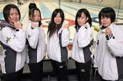 五輪代表へ意気込む常呂高の5人。左から吉村、井田、氏原、石垣、小野寺