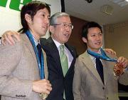 日本電産サンキョーの永守会長（中央）と長島（左）と加藤